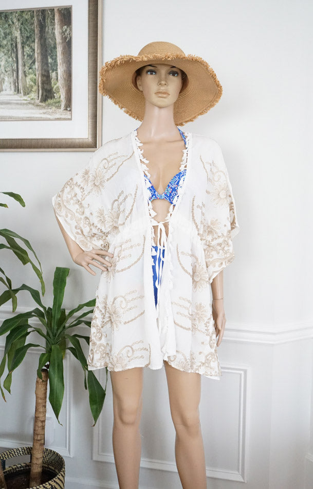 Boho Embroidered Kimono Dress-SHW2514