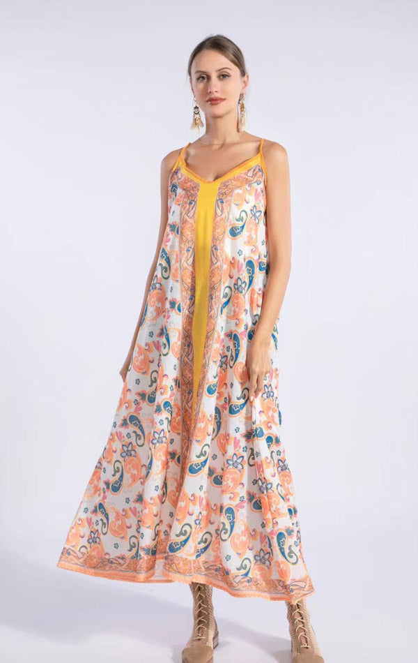 Boho Paisley Maxi Dress-SHW2518