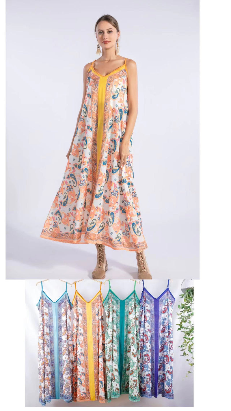 Boho Paisley Maxi Dress-SHW2518