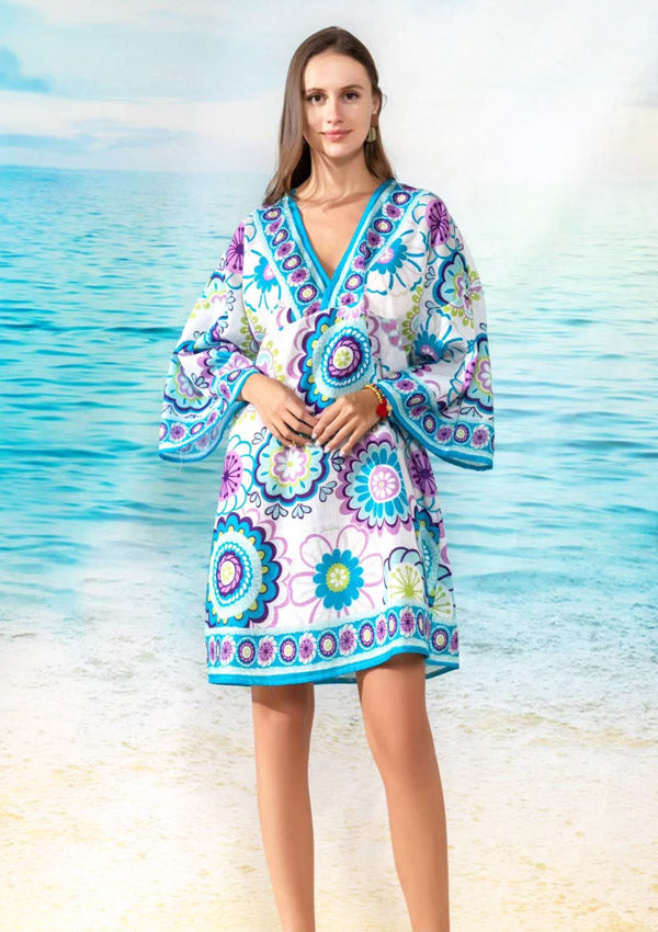 Colorful Floral Boho Dress-SHW2519