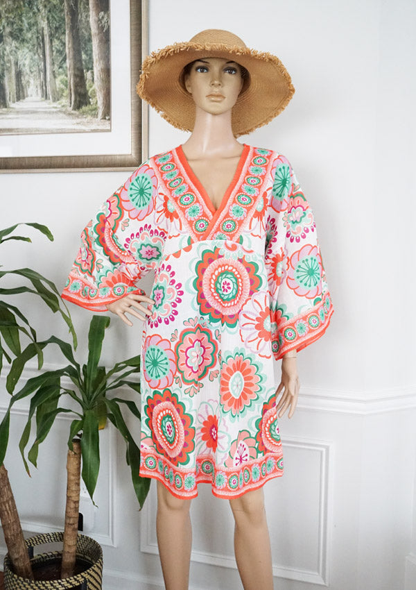 Colorful Floral Boho Dress-SHW2519