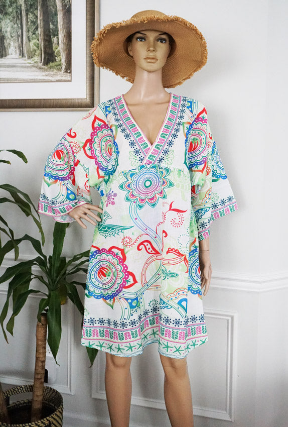 Boho V-Neck Floral Dress-SHW2520