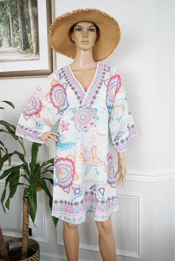 Boho V-Neck Floral Dress-SHW2520