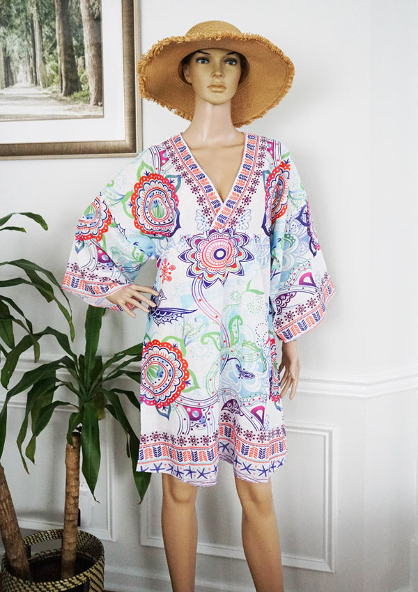 Boho V-Neck Floral Dress-SHW2520