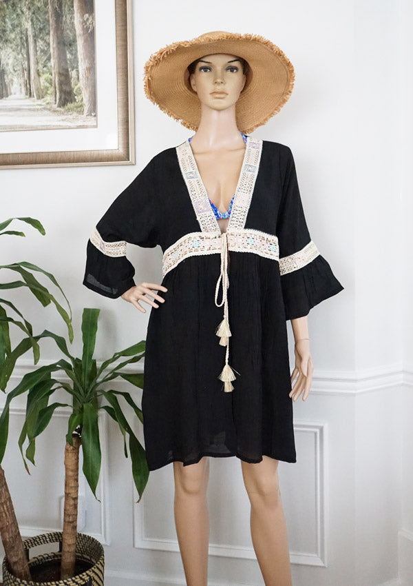 Embroidered Boho Beach Cover-SHW2530