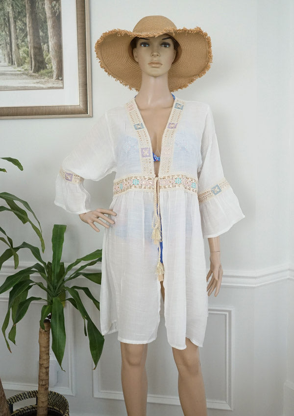 Embroidered Boho Beach Cover-SHW2530