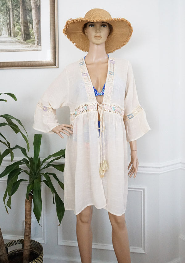 Embroidered Boho Beach Cover-SHW2530