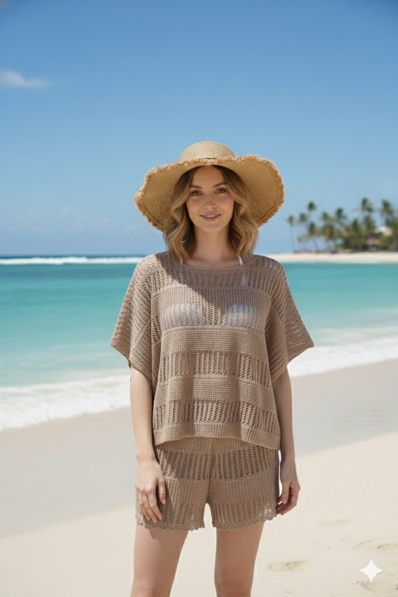 Scalloped Crochet Two-Piece Beach Set - SHW2609