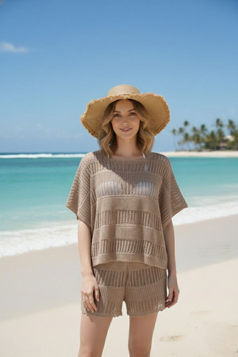 Scalloped Crochet Two-Piece Beach Set - SHW2609