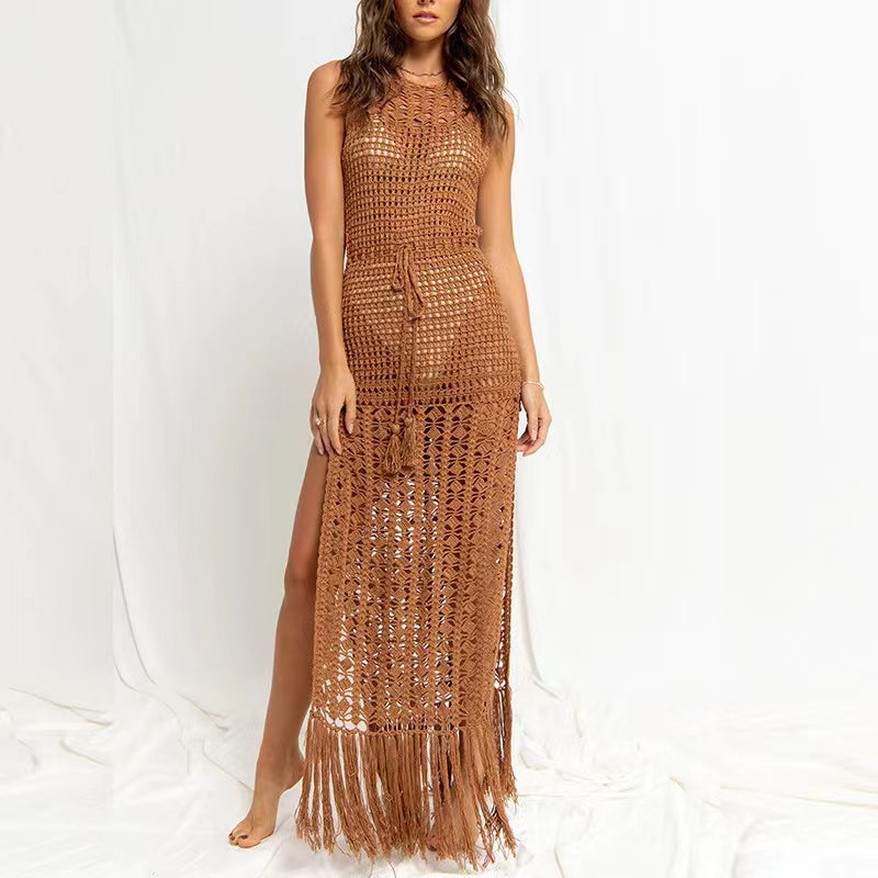 Fringe Crochet Maxi Dress-SHW2444