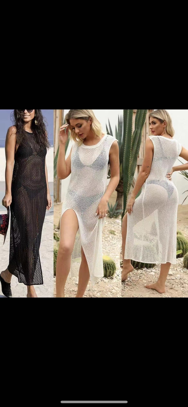 Sleeveless Mesh Beach Dress-SHW2450