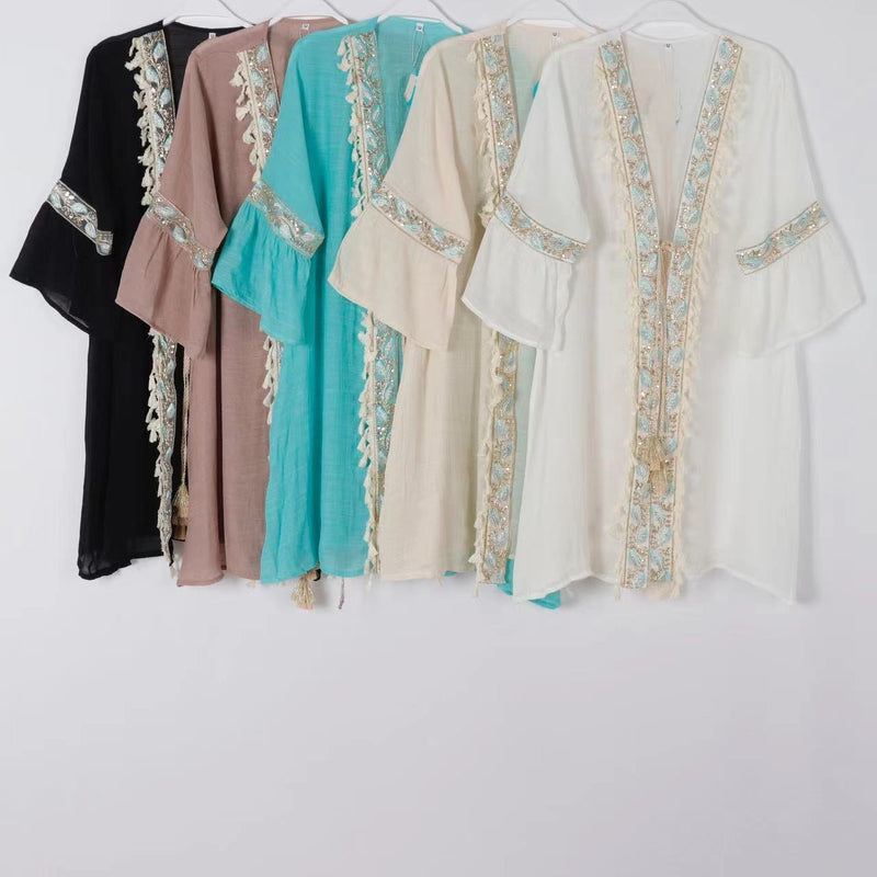 Embroidered Boho Beach Cover-SHW2530