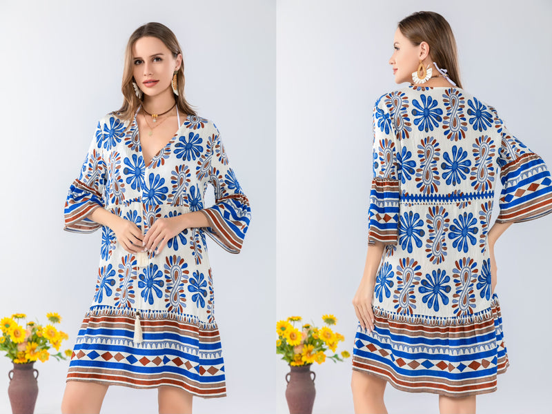Floral Boho Tunic Dress-SHW2505