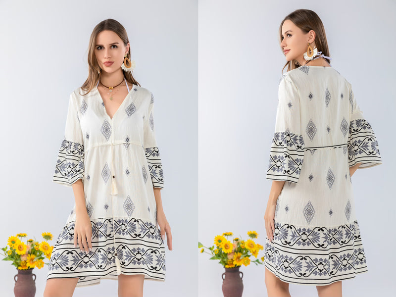 Boho Print Tunic Dress-SHW2506