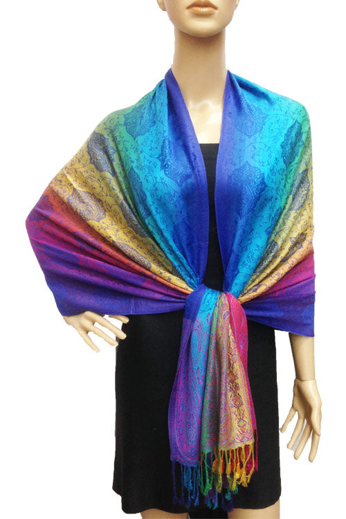 Rainbow Paisley Pashmina Shawl-BH1401