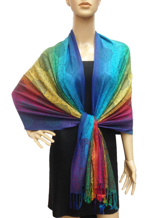 Rainbow Paisley Pashmina Shawl-BH1401