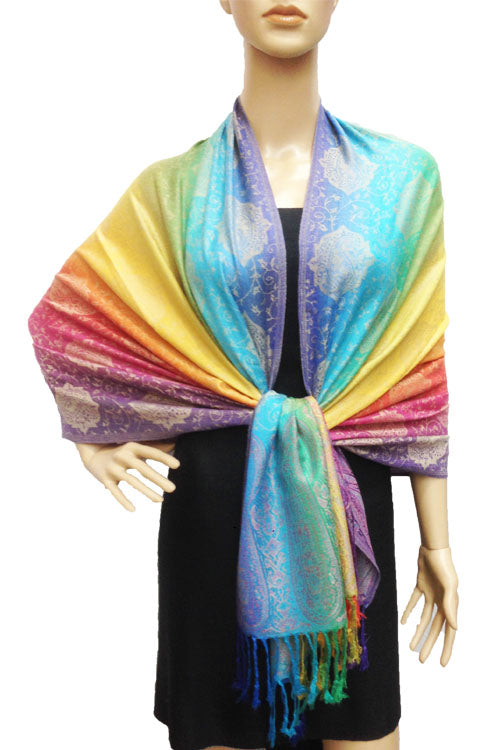 Rainbow Paisley Pashmina Shawl-BH1401