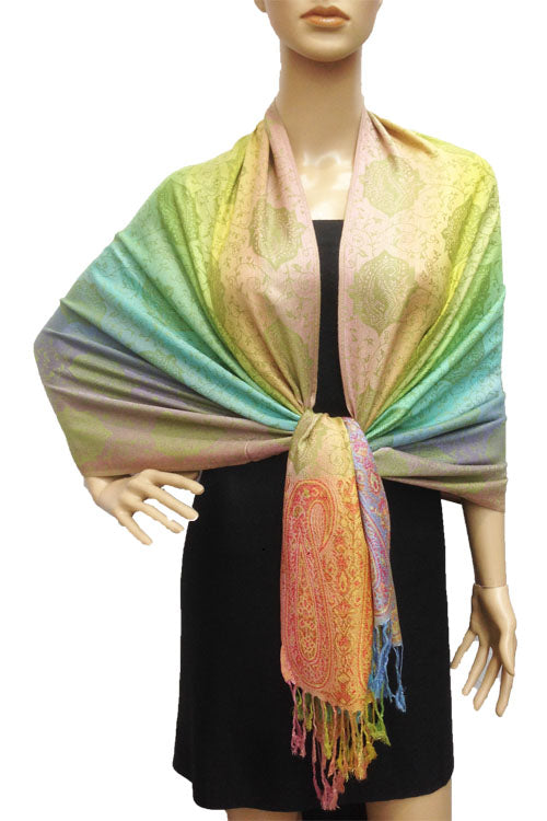 Rainbow Paisley Pashmina Shawl-BH1401