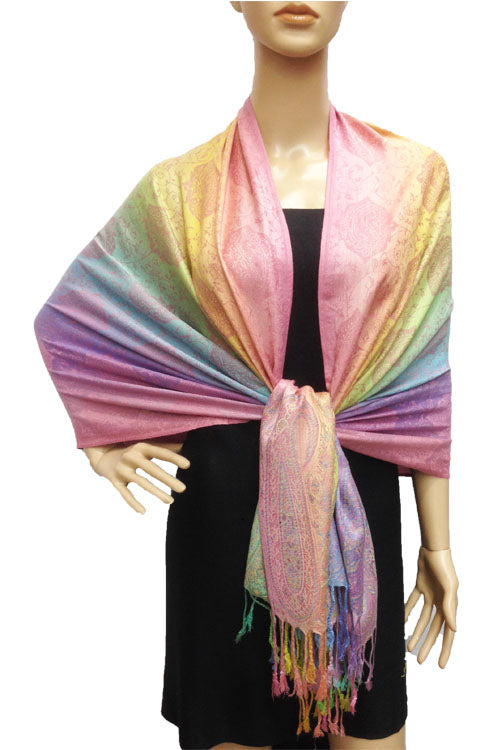Rainbow Paisley Pashmina Shawl-BH1401