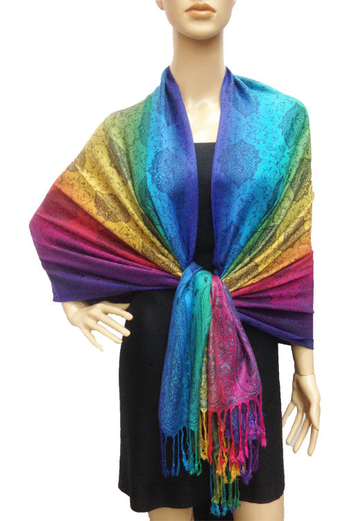 Rainbow Paisley Pashmina Shawl-BH1401