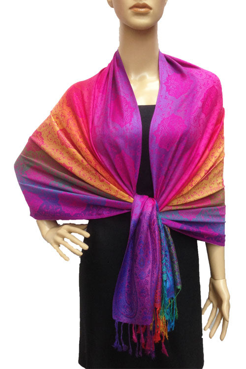 Rainbow Paisley Pashmina Shawl-BH1401