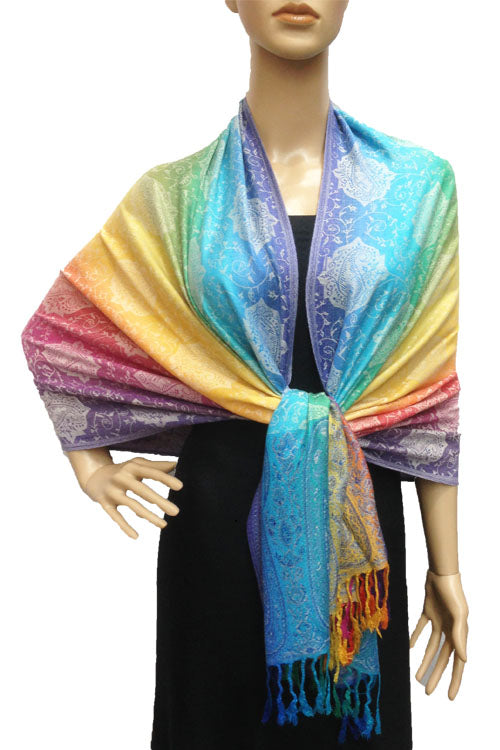 Rainbow Paisley Pashmina Shawl-BH1401