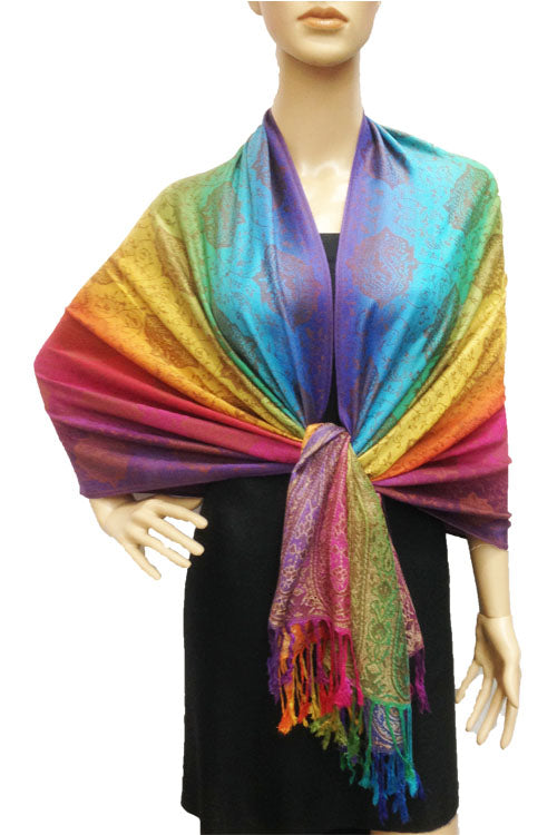 Rainbow Paisley Pashmina Shawl-BH1401