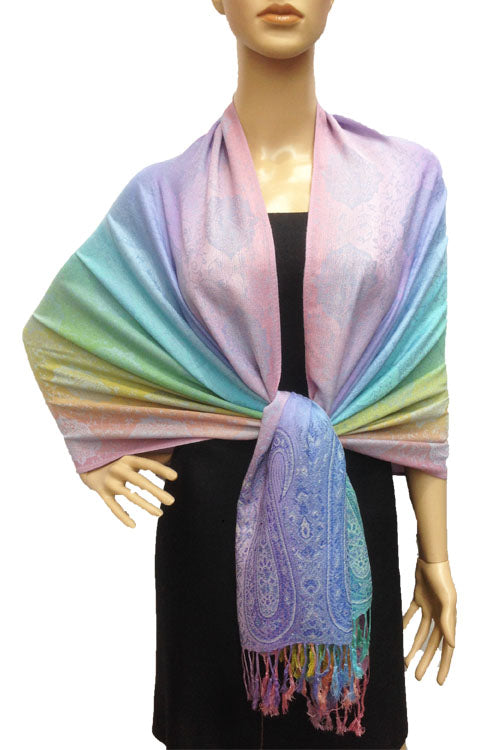 Rainbow Paisley Pashmina Shawl-BH1401