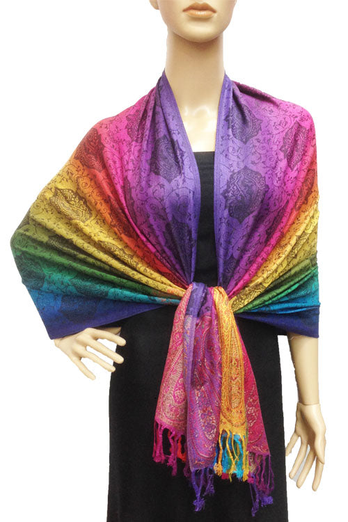 Rainbow Paisley Pashmina Shawl-BH1401