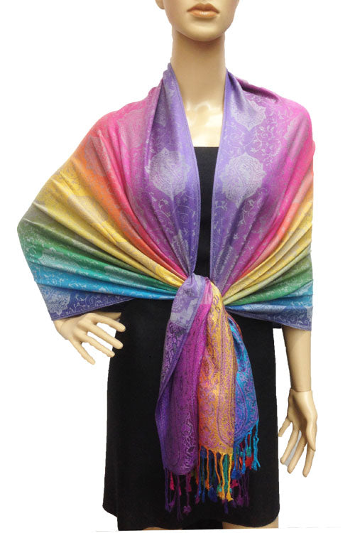 Rainbow Paisley Pashmina Shawl-BH1401