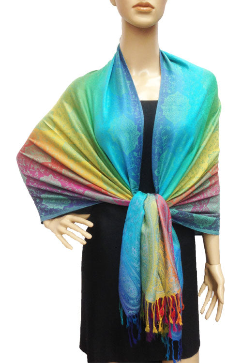 Rainbow Paisley Pashmina Shawl-BH1401