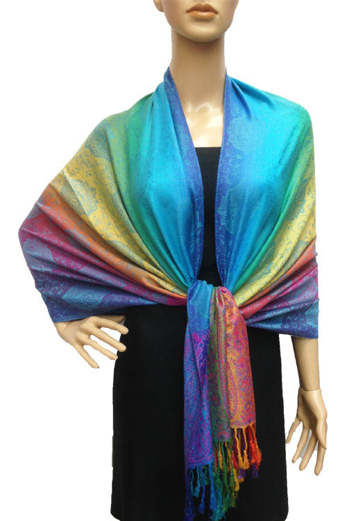 Rainbow Paisley Pashmina Shawl-BH1401