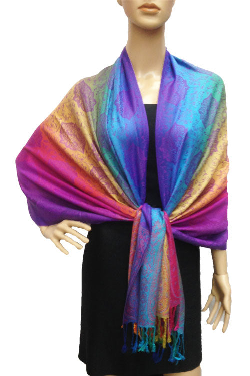 Rainbow Paisley Pashmina Shawl-BH1401