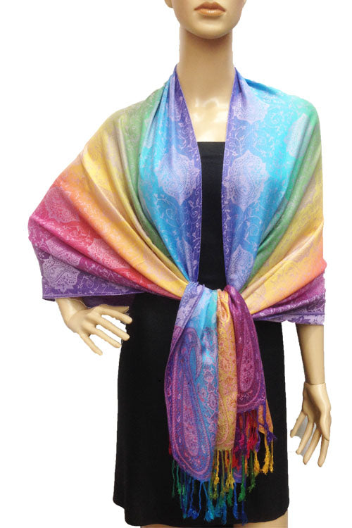 Rainbow Paisley Pashmina Shawl-BH1401