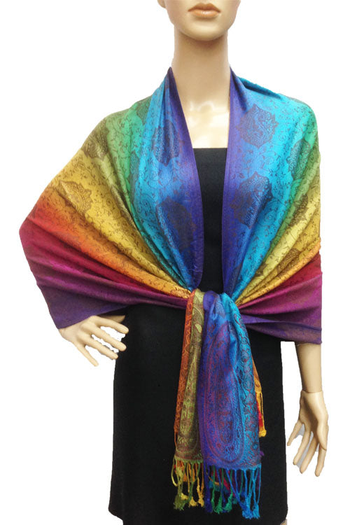 Rainbow Paisley Pashmina Shawl-BH1401