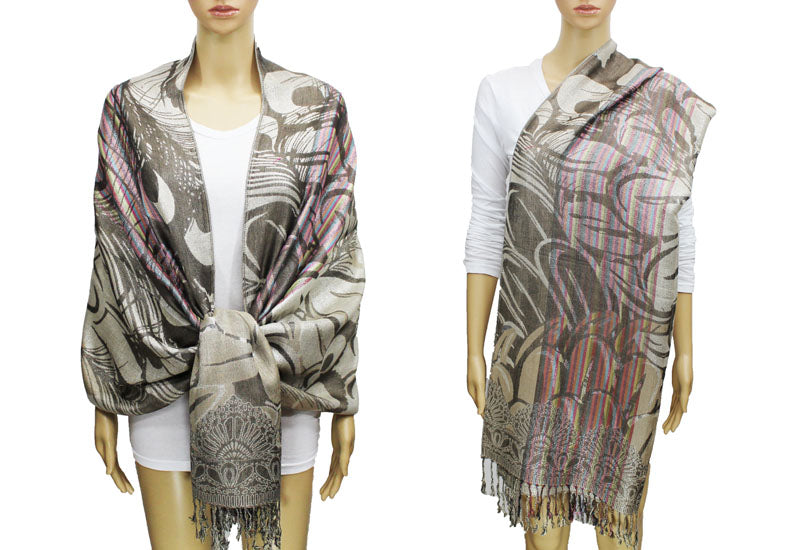 Peacock Silver Thread Pashmina-BH1503