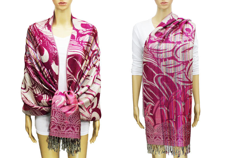 Peacock Silver Thread Pashmina-BH1503