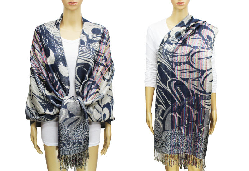 Peacock Silver Thread Pashmina-BH1503