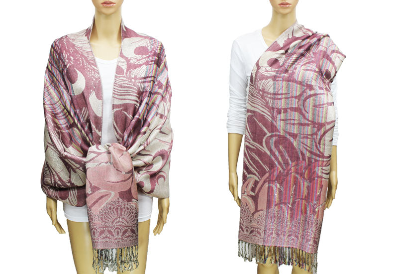 Peacock Silver Thread Pashmina-BH1503