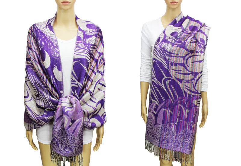 Peacock Silver Thread Pashmina-BH1503