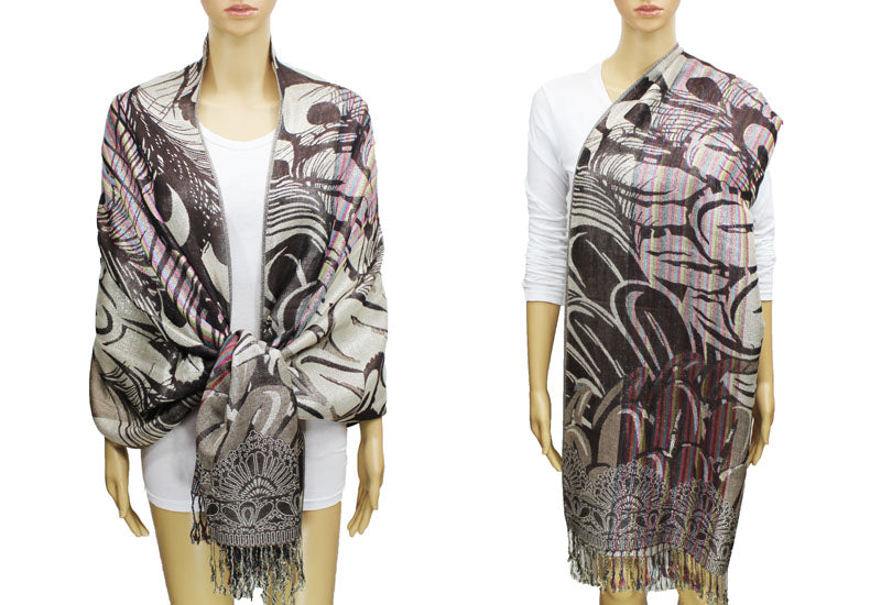 Peacock Silver Thread Pashmina-BH1503