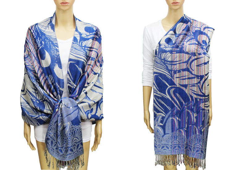 Peacock Silver Thread Pashmina-BH1503