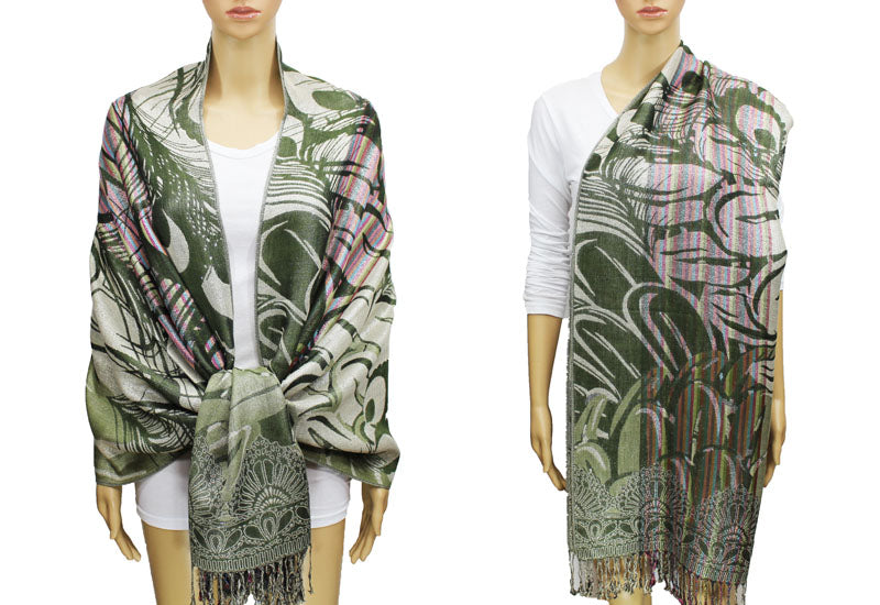 Peacock Silver Thread Pashmina-BH1503