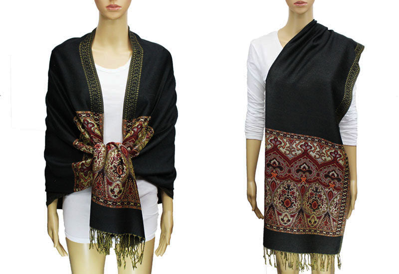Elegant Gold Thread Pashmina-BH1505