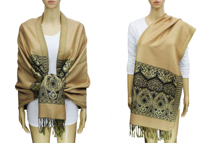 Elegant Gold Thread Pashmina-BH1505