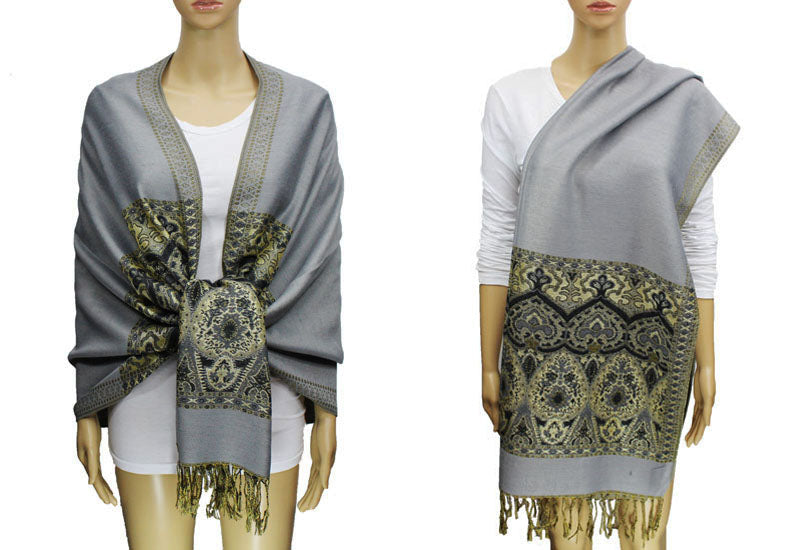 Elegant Gold Thread Pashmina-BH1505