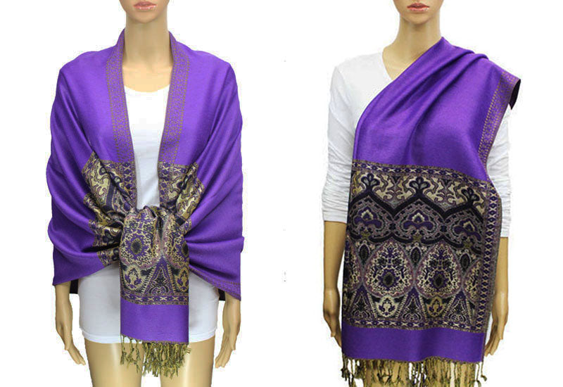 Elegant Gold Thread Pashmina-BH1505
