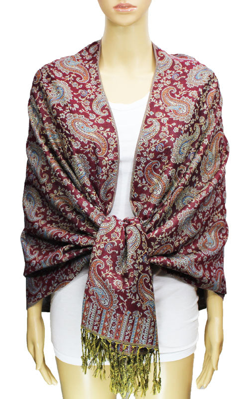 Paisley Pashmina Shawl with Fringe-BH1507