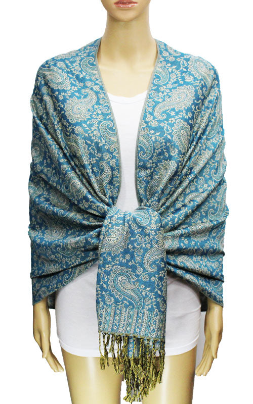 Paisley Pashmina Shawl with Fringe-BH1507