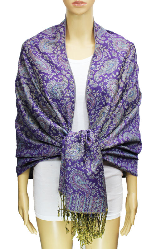 Paisley Pashmina Shawl with Fringe-BH1507